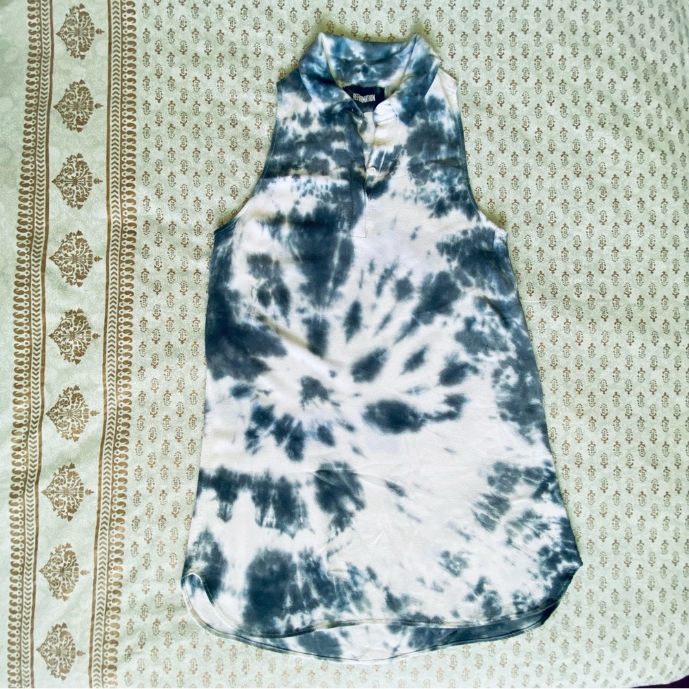 Reformation sleeveless, tie-dye dress top